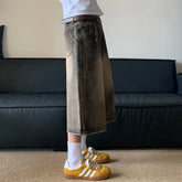 Hearujoy American Style Wide Leg Men Jeans Washed Waisted Loose Fitting Straight Casual Gradient Color Vintage Trousers 24E1028
